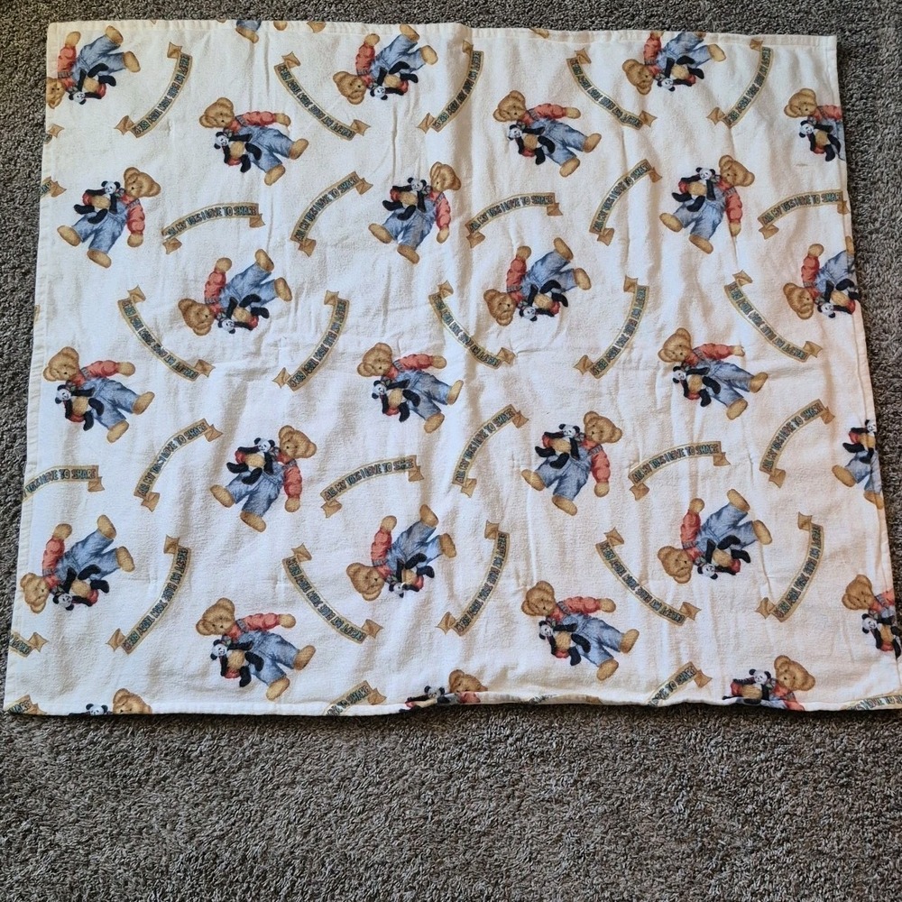 Blue Jean Teddy Handmade Baby Nursery Blanket 36x32